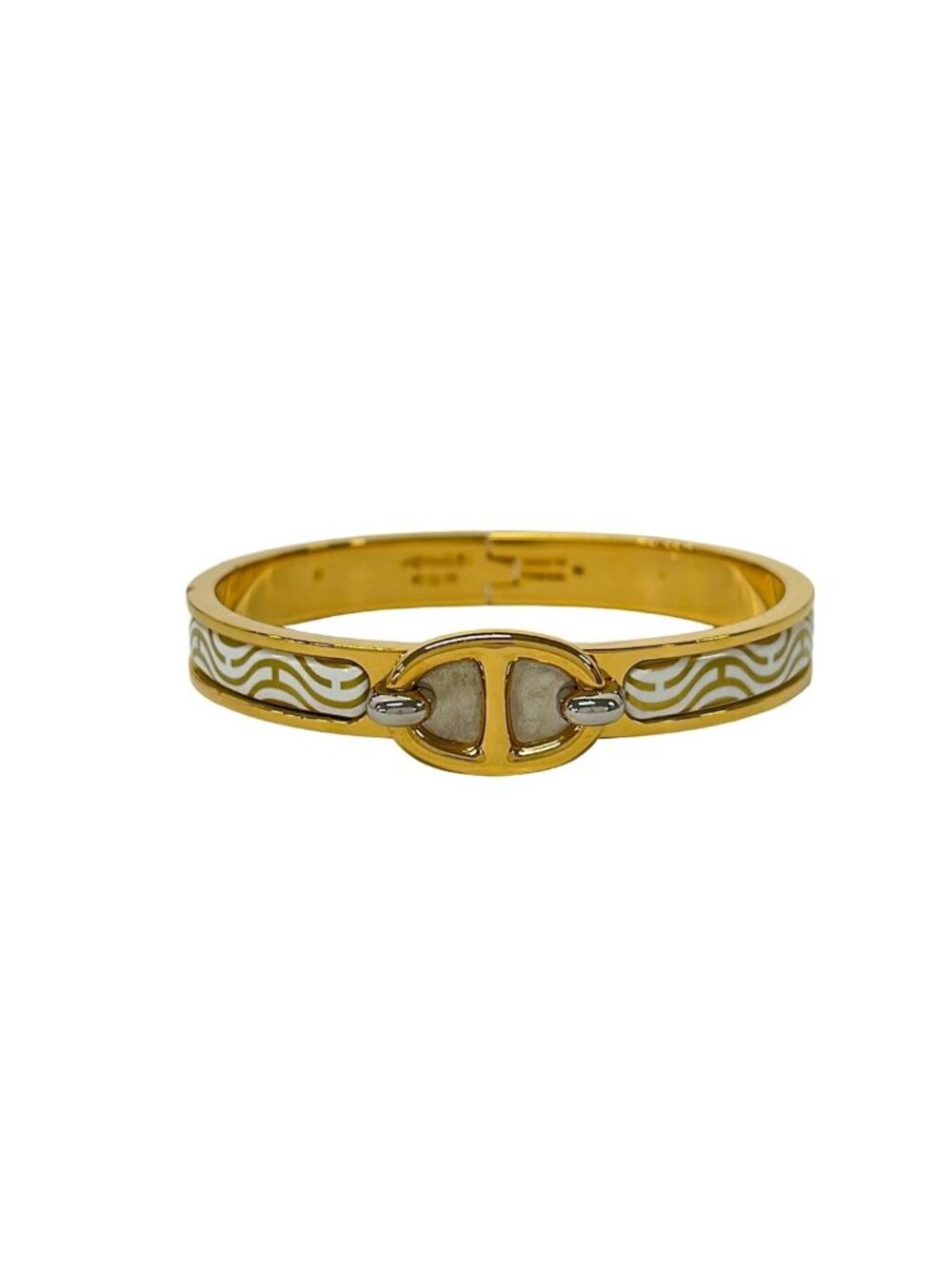Hermes Bangle Mini Clic Chaine D'ancre Gold Silver White Bracelet